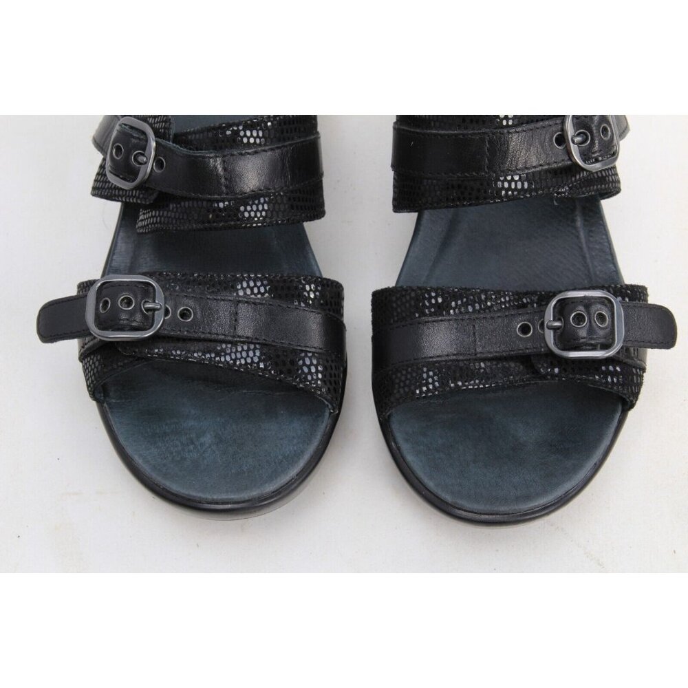 Dansko Jessie Black Leather Slip On Sandals Shoes EU 40 US Women's 9.5-10 - Picture 3 of 14